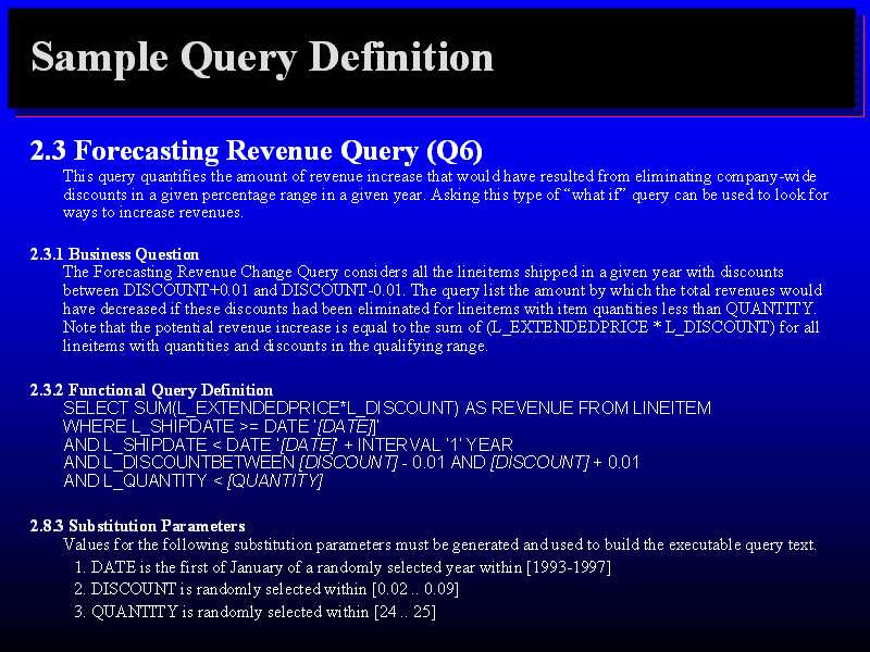 Sample Query Definition